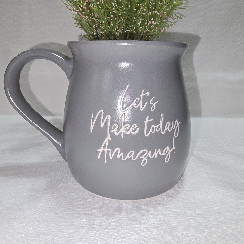 Boston Warehouse Leaf & Bean Gray Mug Inspirational Quote
